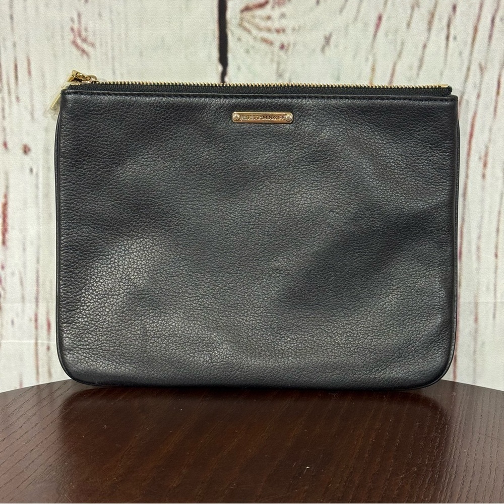 Rebecca Minkoff Black Leather cosmetic Bag, clutch bag EUC